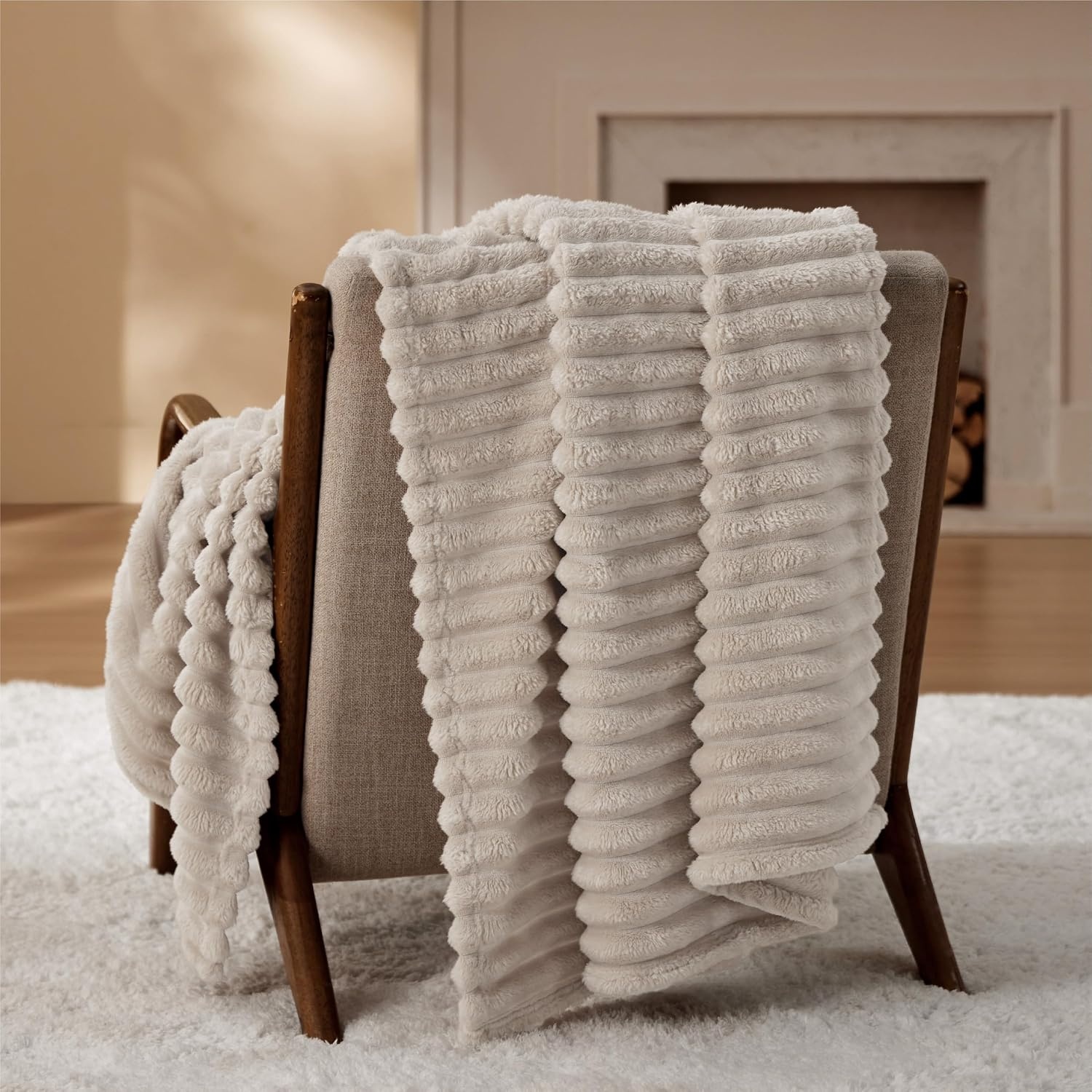 image:imageBedsure Soft Cozy Twin XL Blanket for Bed College Dorm Off White 66x90 Birthday Gifts for Women Mom Her Warm Lightweight Cozy Fluffy Throw Blanket Sofa Dorm Room Home Decor Machine WashableBeige