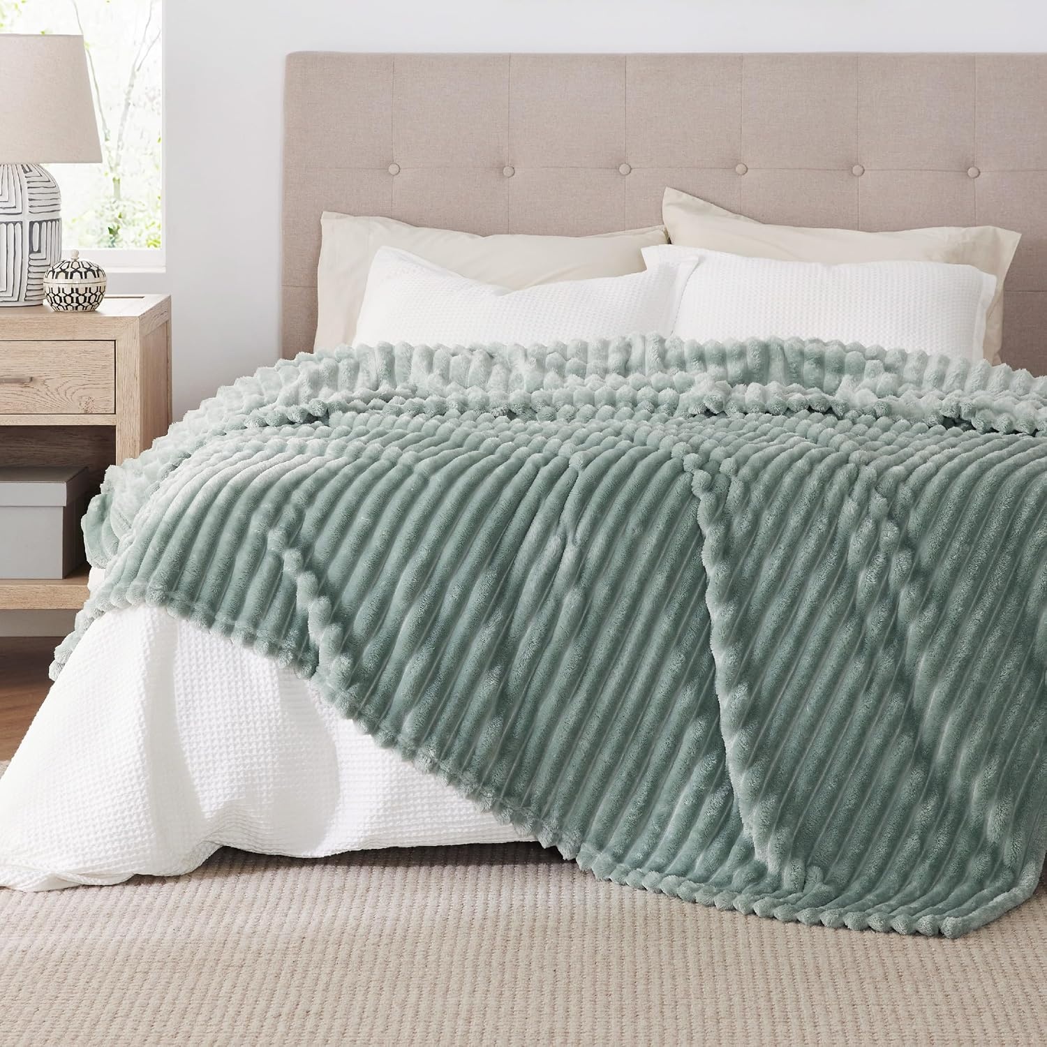 image:imageBedsure Soft Cozy Twin XL Blanket for Bed College Dorm Off White 66x90 Birthday Gifts for Women Mom Her Warm Lightweight Cozy Fluffy Throw Blanket Sofa Dorm Room Home Decor Machine WashableSage Green