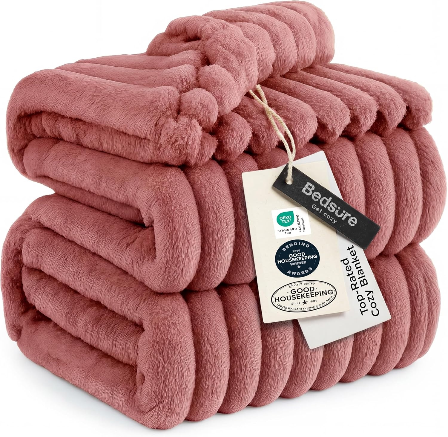 image:imageBedsure Soft Cozy Twin XL Blanket for Bed College Dorm Off White 66x90 Birthday Gifts for Women Mom Her Warm Lightweight Cozy Fluffy Throw Blanket Sofa Dorm Room Home Decor Machine WashableDusty Pink