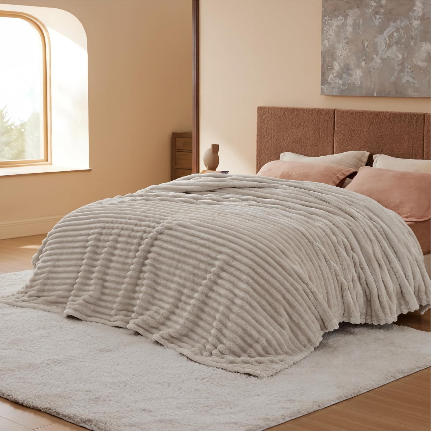 image:imageBedsure Soft Cozy Twin XL Blanket for Bed College Dorm Off White 66x90 Birthday Gifts for Women Mom Her Warm Lightweight Cozy Fluffy Throw Blanket Sofa Dorm Room Home Decor Machine WashableBeige