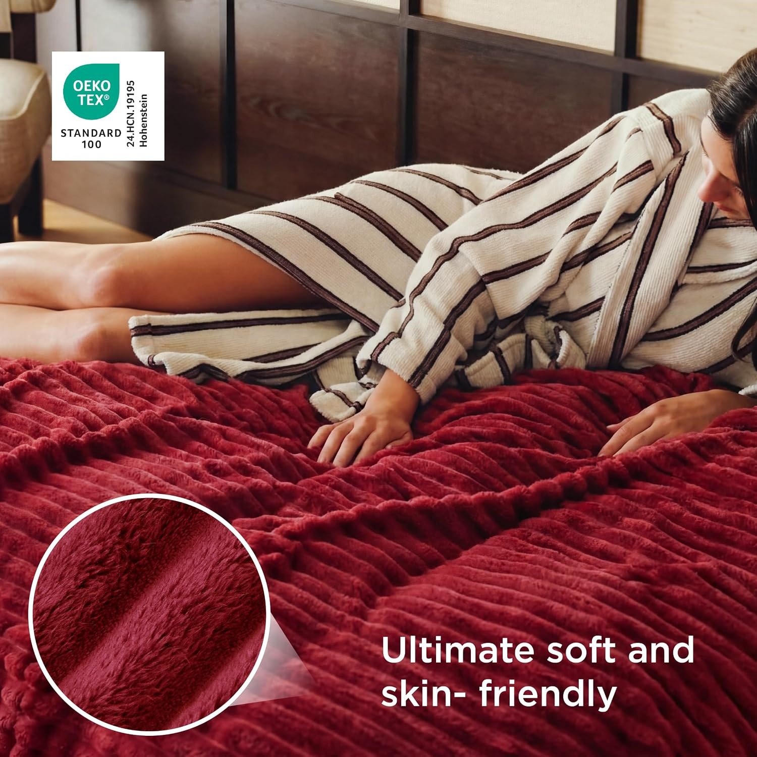 image:imageBedsure Soft Cozy Twin XL Blanket for Bed College Dorm Off White 66x90 Birthday Gifts for Women Mom Her Warm Lightweight Cozy Fluffy Throw Blanket Sofa Dorm Room Home Decor Machine WashableRed