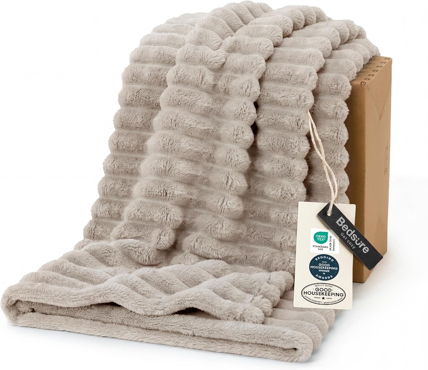 image:imageBedsure Soft Cozy Twin XL Blanket for Bed College Dorm Off White 66x90 Birthday Gifts for Women Mom Her Warm Lightweight Cozy Fluffy Throw Blanket Sofa Dorm Room Home Decor Machine WashableBeige