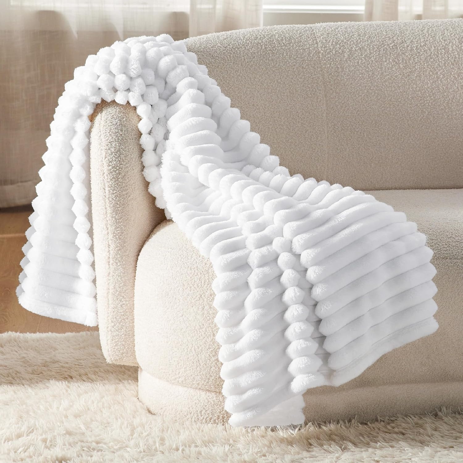 image:imageBedsure Soft Cozy Twin XL Blanket for Bed College Dorm Off White 66x90 Birthday Gifts for Women Mom Her Warm Lightweight Cozy Fluffy Throw Blanket Sofa Dorm Room Home Decor Machine WashableBright White