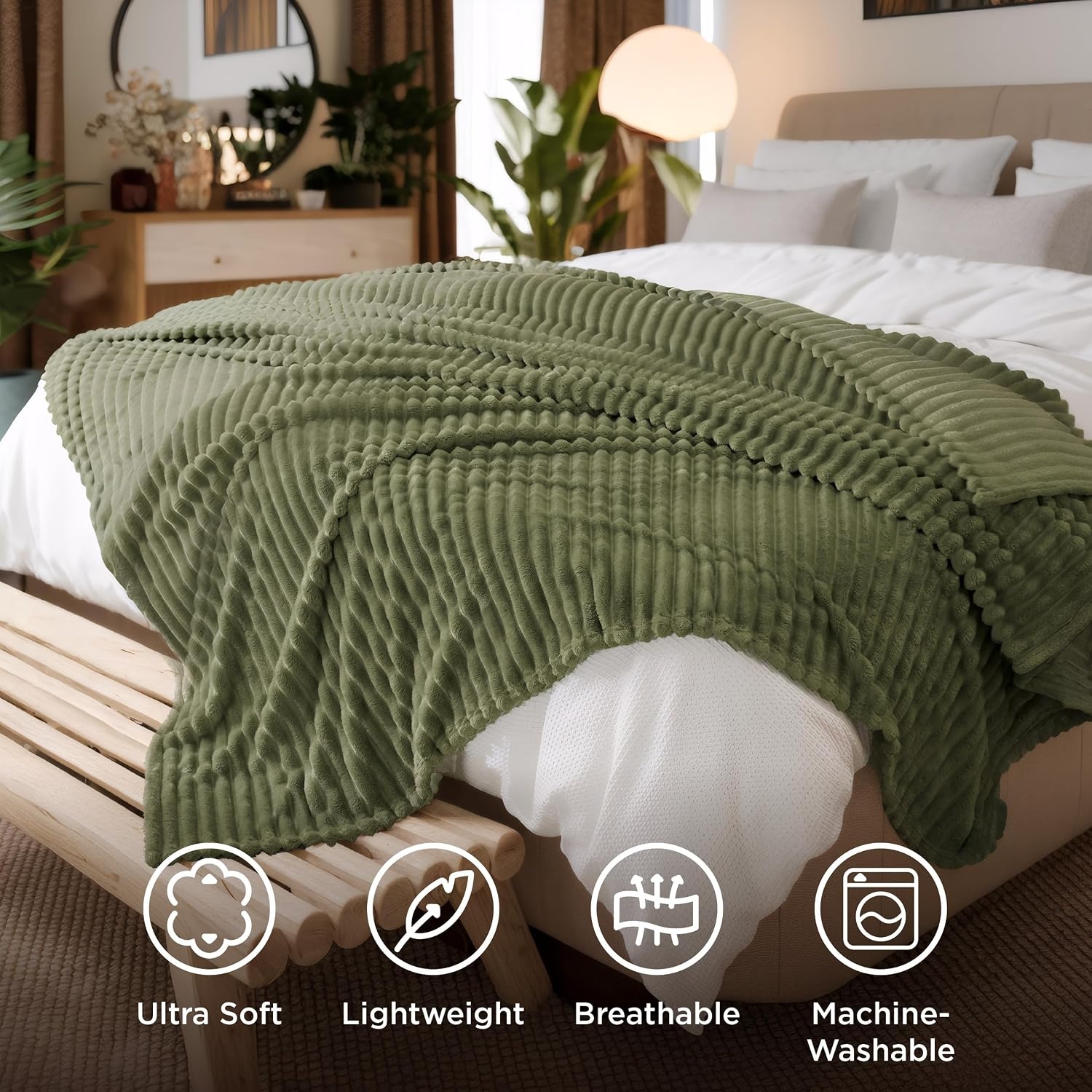 image:imageBedsure Soft Cozy Twin XL Blanket for Bed College Dorm Off White 66x90 Birthday Gifts for Women Mom Her Warm Lightweight Cozy Fluffy Throw Blanket Sofa Dorm Room Home Decor Machine WashableMoss