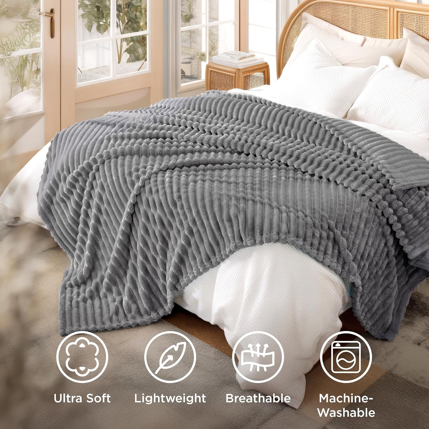 image:imageBedsure Soft Cozy Twin XL Blanket for Bed College Dorm Off White 66x90 Birthday Gifts for Women Mom Her Warm Lightweight Cozy Fluffy Throw Blanket Sofa Dorm Room Home Decor Machine WashableFrost Gray