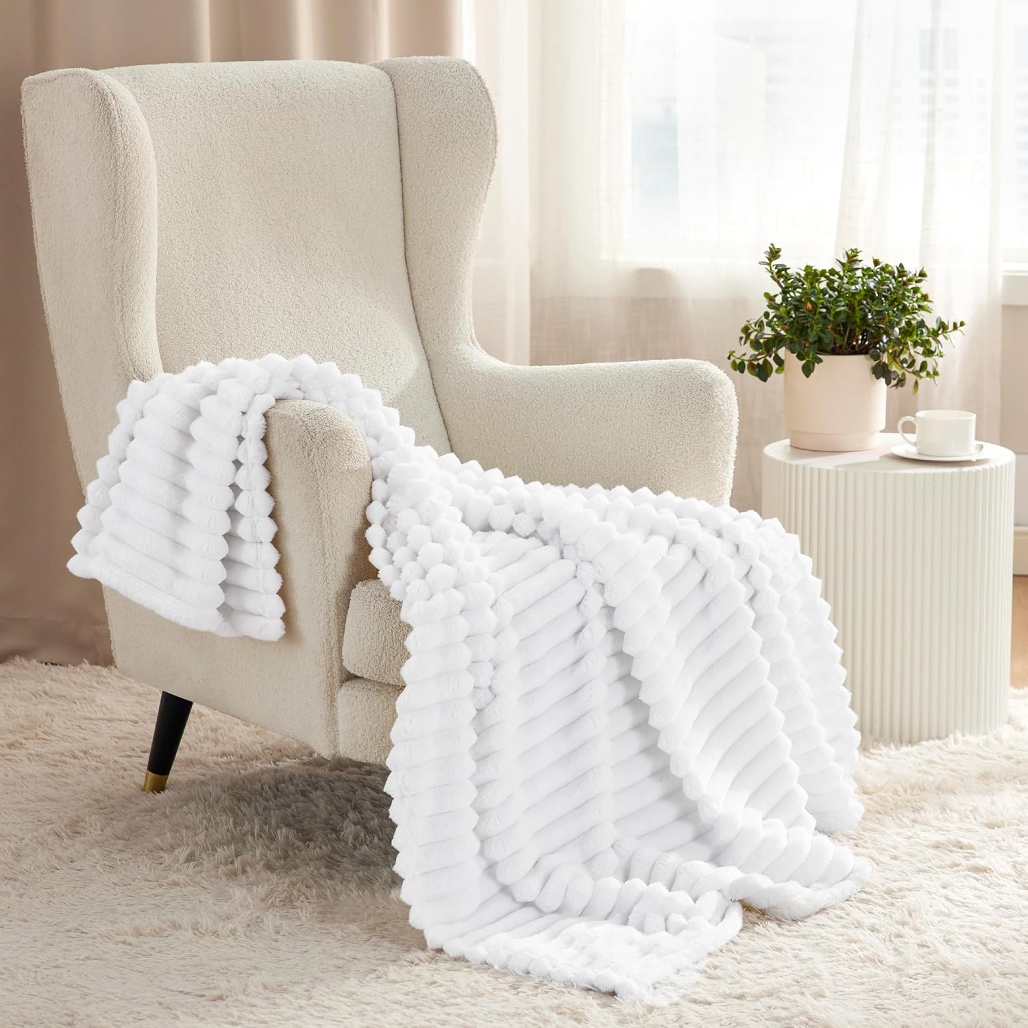 image:imageBedsure Soft Cozy Twin XL Blanket for Bed College Dorm Off White 66x90 Birthday Gifts for Women Mom Her Warm Lightweight Cozy Fluffy Throw Blanket Sofa Dorm Room Home Decor Machine WashableBright White