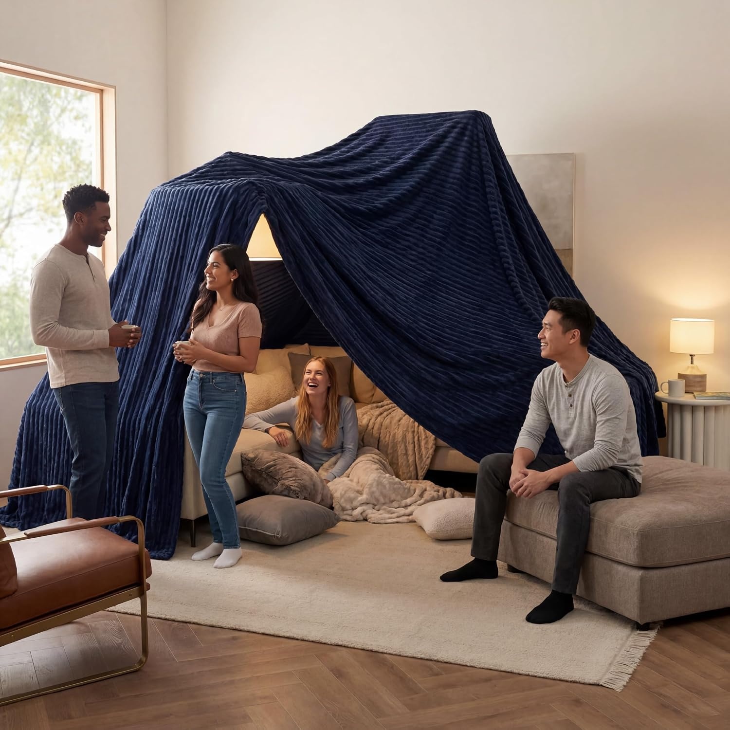 image:imageBedsure Soft Cozy Twin XL Blanket for Bed College Dorm Off White 66x90 Birthday Gifts for Women Mom Her Warm Lightweight Cozy Fluffy Throw Blanket Sofa Dorm Room Home Decor Machine WashableNavy