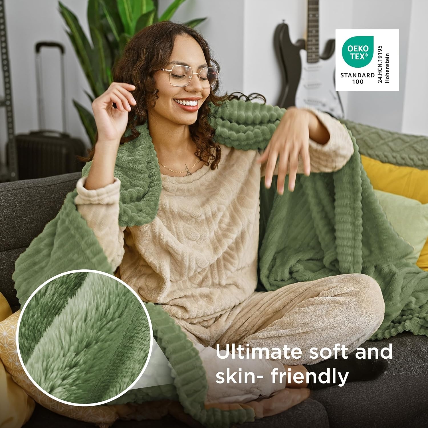 image:imageBedsure Soft Cozy Twin XL Blanket for Bed College Dorm Off White 66x90 Birthday Gifts for Women Mom Her Warm Lightweight Cozy Fluffy Throw Blanket Sofa Dorm Room Home Decor Machine WashableReseda