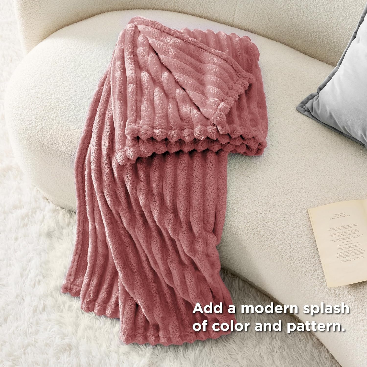 image:imageBedsure Soft Cozy Twin XL Blanket for Bed College Dorm Off White 66x90 Birthday Gifts for Women Mom Her Warm Lightweight Cozy Fluffy Throw Blanket Sofa Dorm Room Home Decor Machine WashableDusty Pink