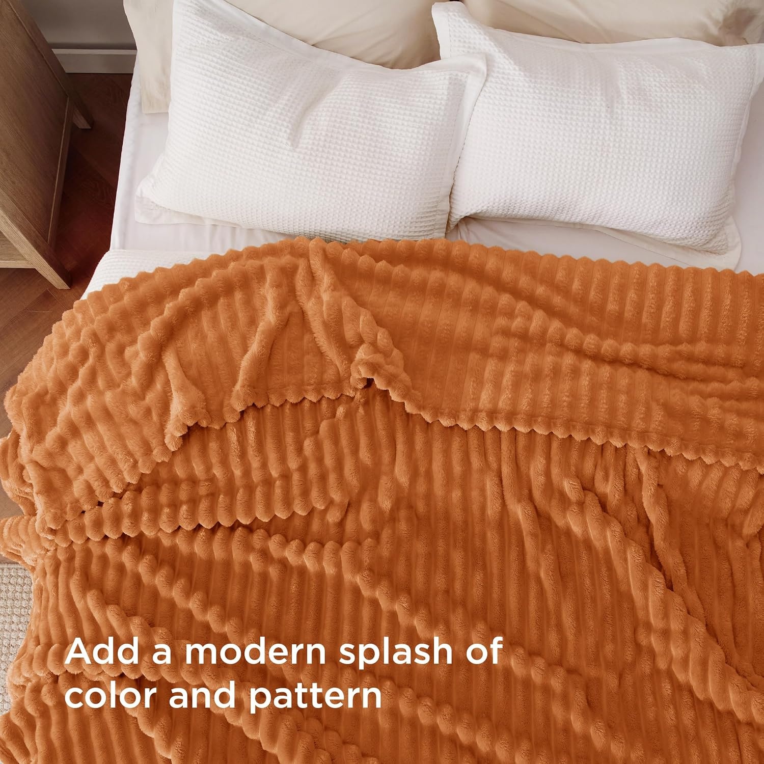 image:imageBedsure Soft Cozy Twin XL Blanket for Bed College Dorm Off White 66x90 Birthday Gifts for Women Mom Her Warm Lightweight Cozy Fluffy Throw Blanket Sofa Dorm Room Home Decor Machine WashableOrange