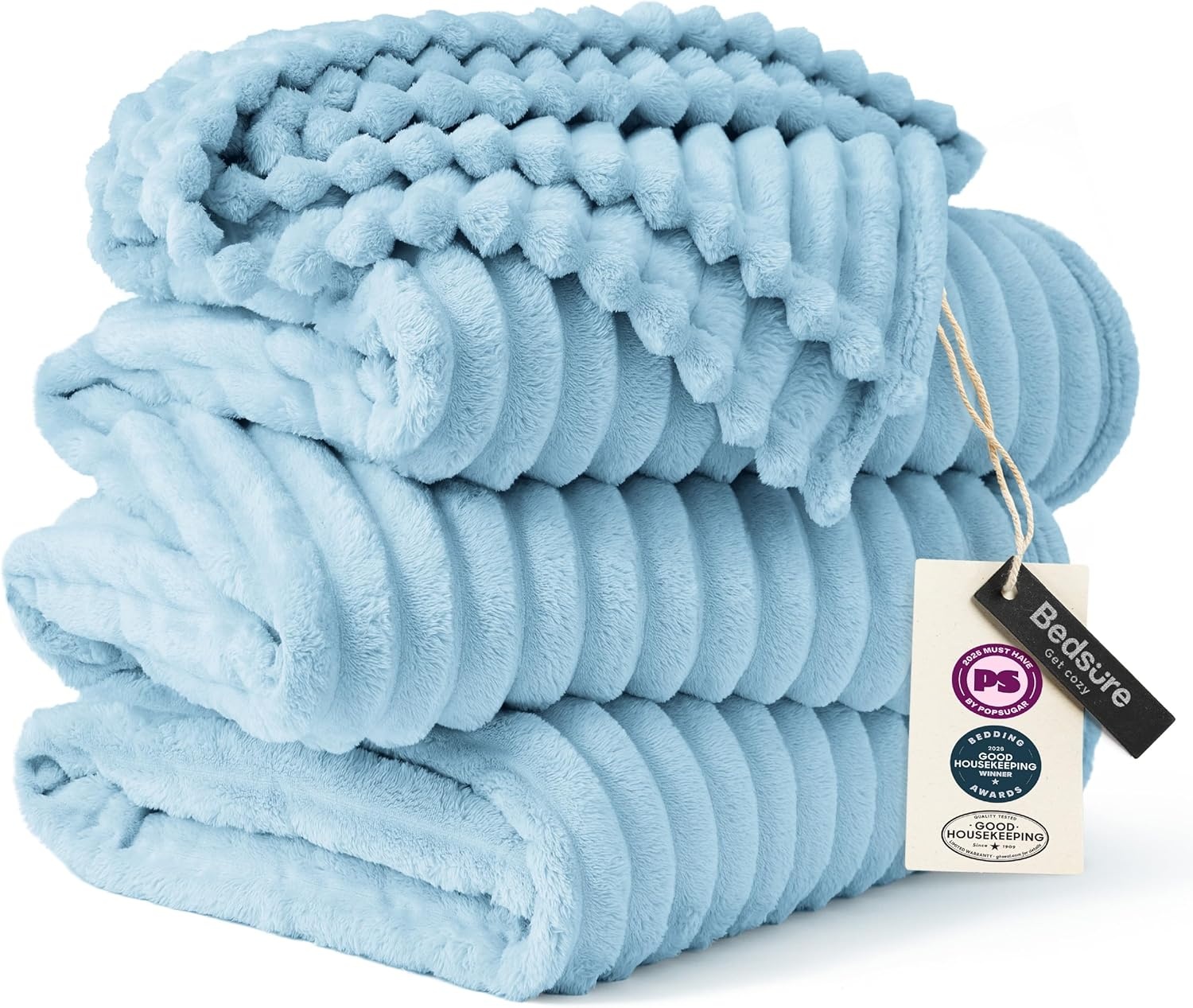 image:imageBedsure Soft Cozy Twin XL Blanket for Bed College Dorm Off White 66x90 Birthday Gifts for Women Mom Her Warm Lightweight Cozy Fluffy Throw Blanket Sofa Dorm Room Home Decor Machine WashableLight Blue