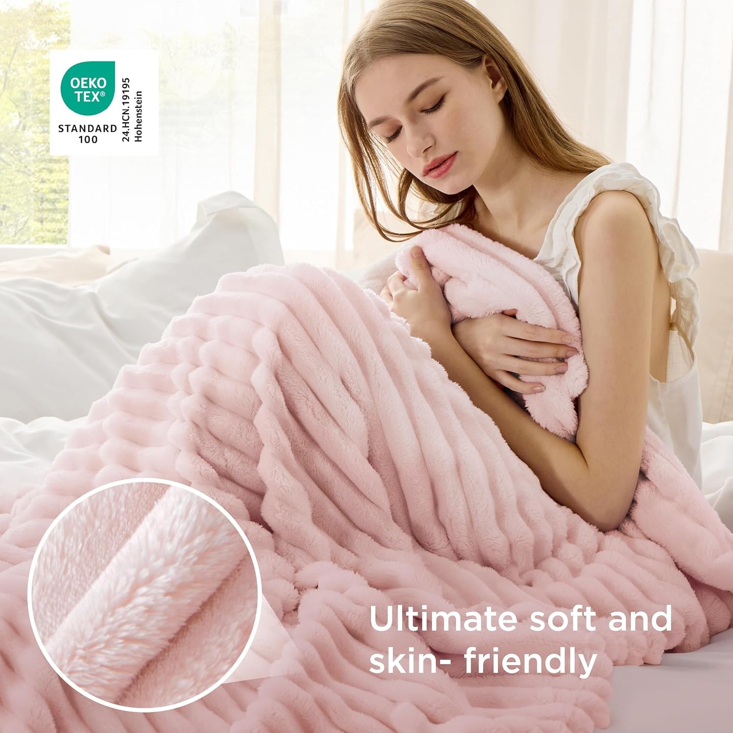 image:imageBedsure Soft Cozy Twin XL Blanket for Bed College Dorm Off White 66x90 Birthday Gifts for Women Mom Her Warm Lightweight Cozy Fluffy Throw Blanket Sofa Dorm Room Home Decor Machine WashableCrystal Pink