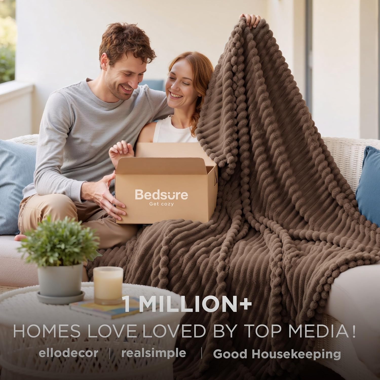 image:imageBedsure Soft Cozy Twin XL Blanket for Bed College Dorm Off White 66x90 Birthday Gifts for Women Mom Her Warm Lightweight Cozy Fluffy Throw Blanket Sofa Dorm Room Home Decor Machine WashableBrown