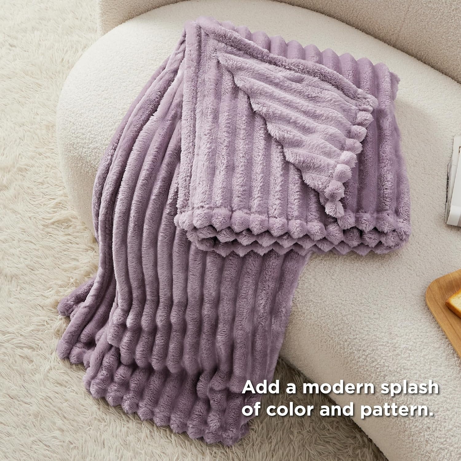 image:imageBedsure Soft Cozy Twin XL Blanket for Bed College Dorm Off White 66x90 Birthday Gifts for Women Mom Her Warm Lightweight Cozy Fluffy Throw Blanket Sofa Dorm Room Home Decor Machine WashableLight Purple