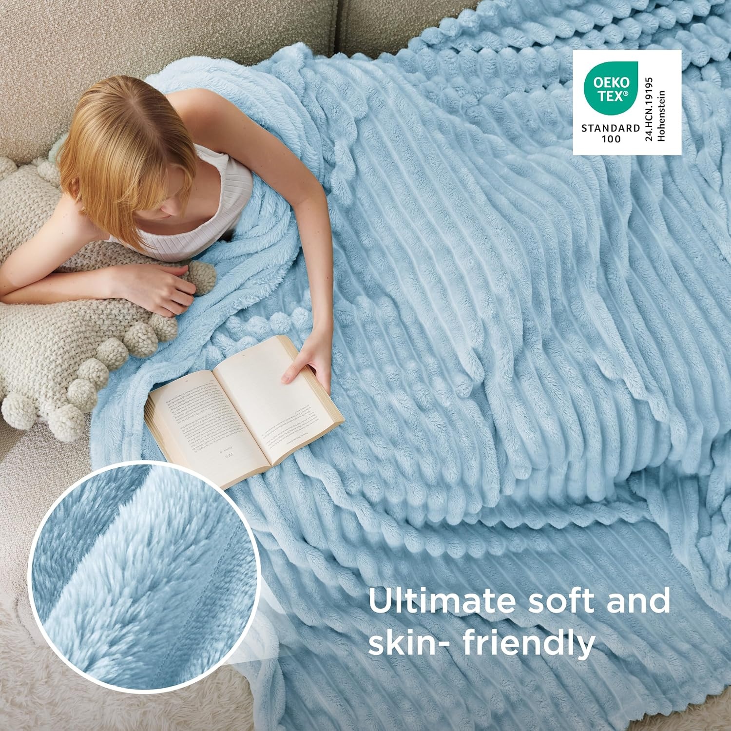 image:imageBedsure Soft Cozy Twin XL Blanket for Bed College Dorm Off White 66x90 Birthday Gifts for Women Mom Her Warm Lightweight Cozy Fluffy Throw Blanket Sofa Dorm Room Home Decor Machine WashableLight Blue