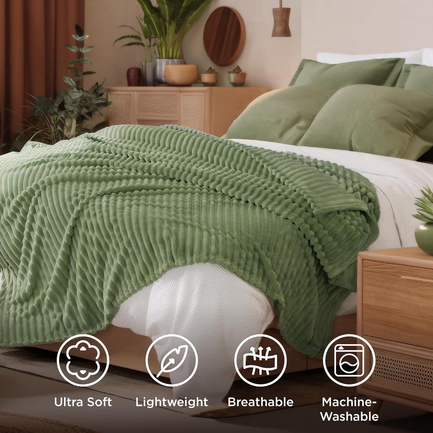 image:imageBedsure Soft Cozy Twin XL Blanket for Bed College Dorm Off White 66x90 Birthday Gifts for Women Mom Her Warm Lightweight Cozy Fluffy Throw Blanket Sofa Dorm Room Home Decor Machine WashableReseda
