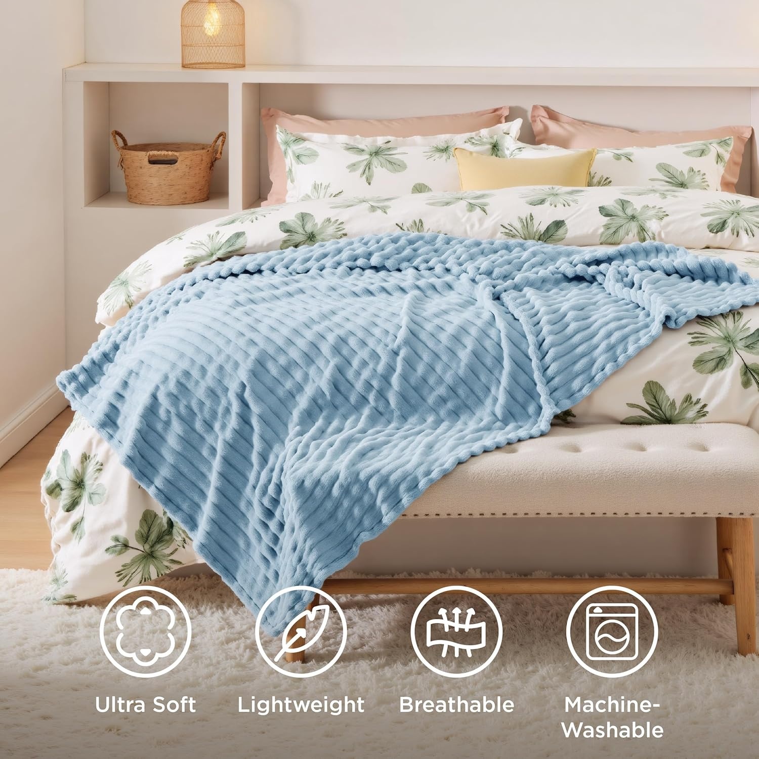 image:imageBedsure Soft Cozy Twin XL Blanket for Bed College Dorm Off White 66x90 Birthday Gifts for Women Mom Her Warm Lightweight Cozy Fluffy Throw Blanket Sofa Dorm Room Home Decor Machine WashableLight Blue