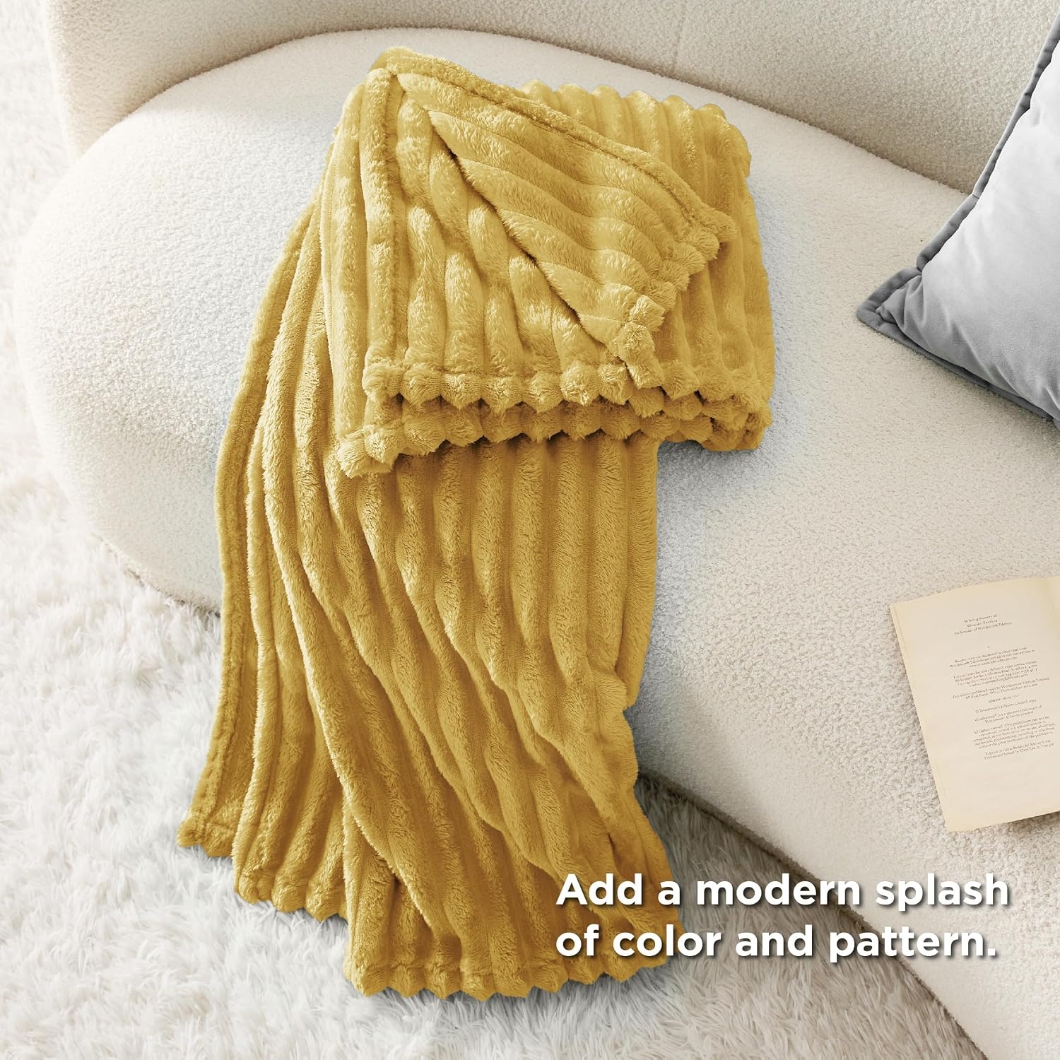 image:imageBedsure Soft Cozy Twin XL Blanket for Bed College Dorm Off White 66x90 Birthday Gifts for Women Mom Her Warm Lightweight Cozy Fluffy Throw Blanket Sofa Dorm Room Home Decor Machine WashableYellow