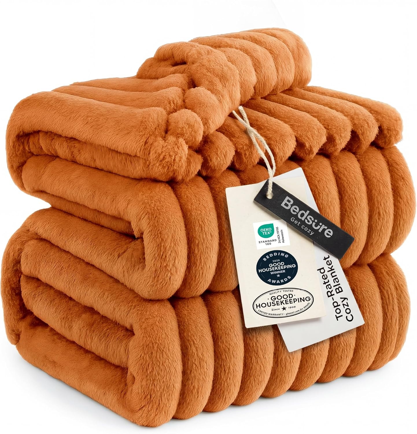 image:imageBedsure Soft Cozy Twin XL Blanket for Bed College Dorm Off White 66x90 Birthday Gifts for Women Mom Her Warm Lightweight Cozy Fluffy Throw Blanket Sofa Dorm Room Home Decor Machine WashableOrange