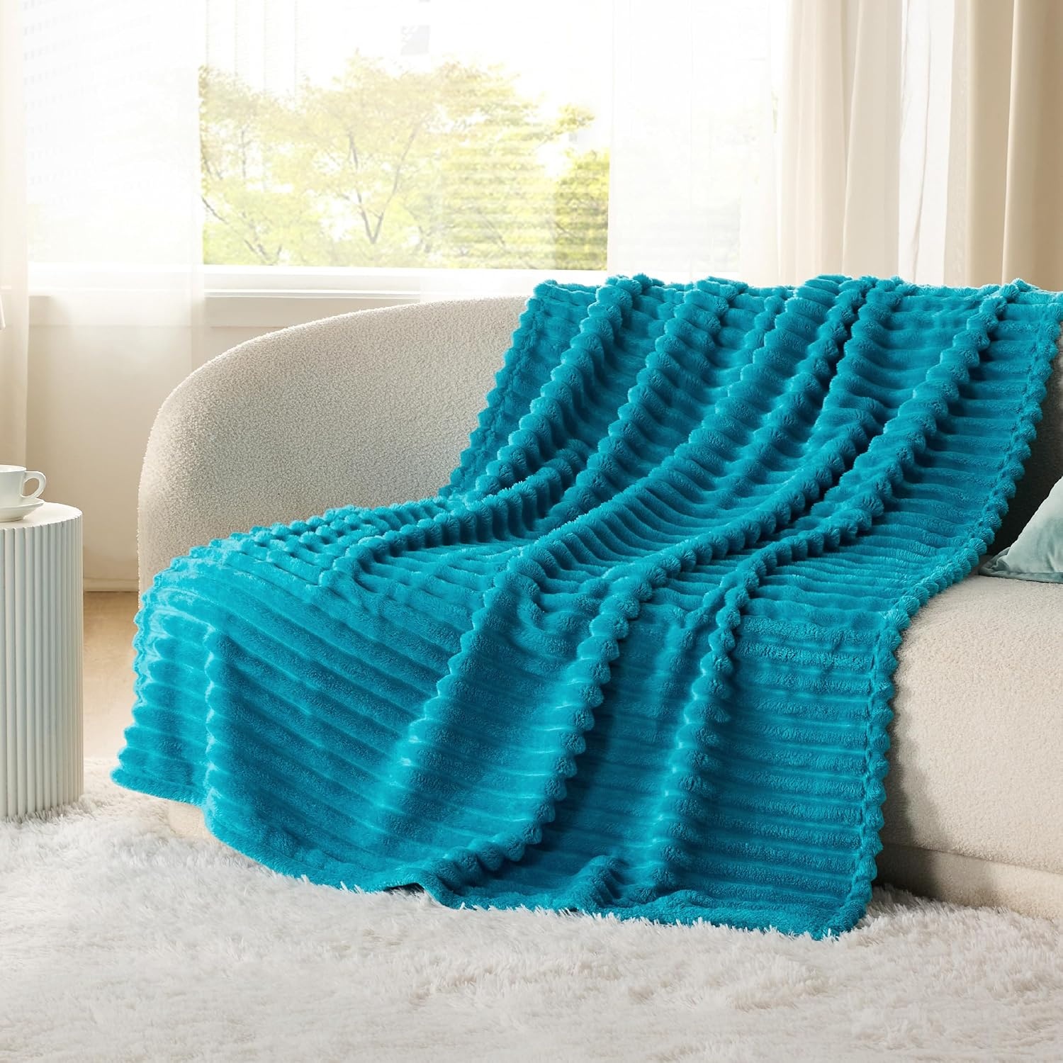 image:imageBedsure Soft Cozy Twin XL Blanket for Bed College Dorm Off White 66x90 Birthday Gifts for Women Mom Her Warm Lightweight Cozy Fluffy Throw Blanket Sofa Dorm Room Home Decor Machine WashableTeal