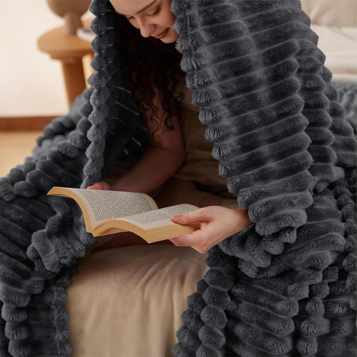 image:imageBedsure Soft Cozy Twin XL Blanket for Bed College Dorm Off White 66x90 Birthday Gifts for Women Mom Her Warm Lightweight Cozy Fluffy Throw Blanket Sofa Dorm Room Home Decor Machine WashableGrey