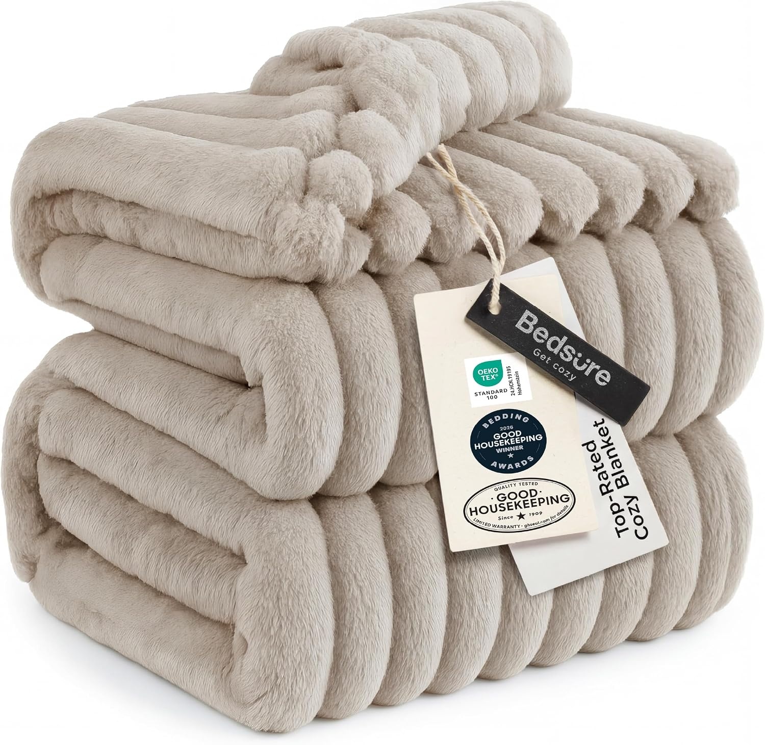 image:imageBedsure Soft Cozy Twin XL Blanket for Bed College Dorm Off White 66x90 Birthday Gifts for Women Mom Her Warm Lightweight Cozy Fluffy Throw Blanket Sofa Dorm Room Home Decor Machine WashableBeige