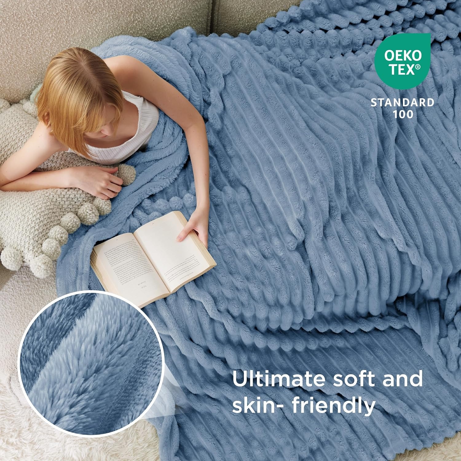 image:imageBedsure Soft Cozy Twin XL Blanket for Bed College Dorm Off White 66x90 Birthday Gifts for Women Mom Her Warm Lightweight Cozy Fluffy Throw Blanket Sofa Dorm Room Home Decor Machine WashableBlue