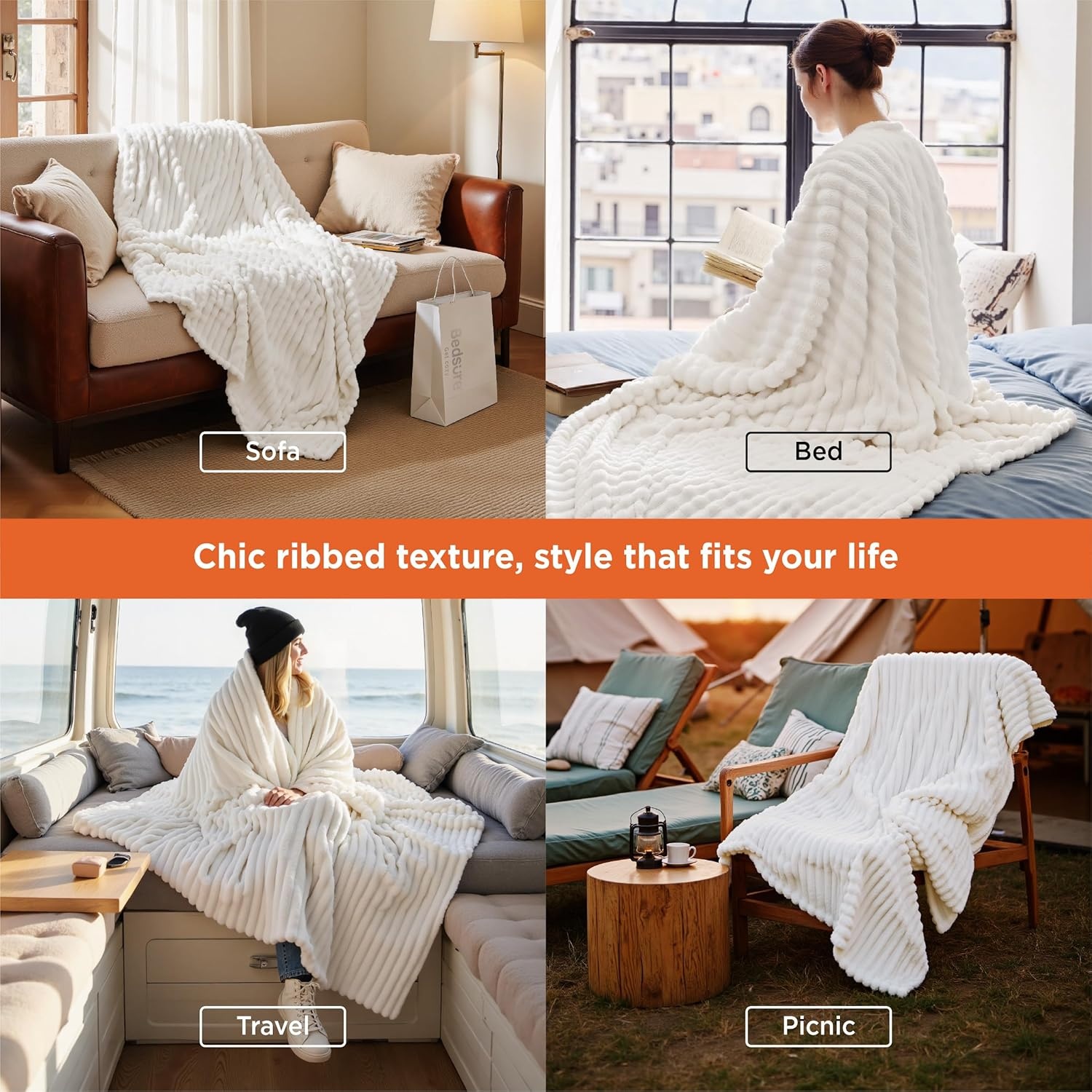 image:imageBedsure Soft Cozy Twin XL Blanket for Bed College Dorm Off White 66x90 Birthday Gifts for Women Mom Her Warm Lightweight Cozy Fluffy Throw Blanket Sofa Dorm Room Home Decor Machine WashableOff White