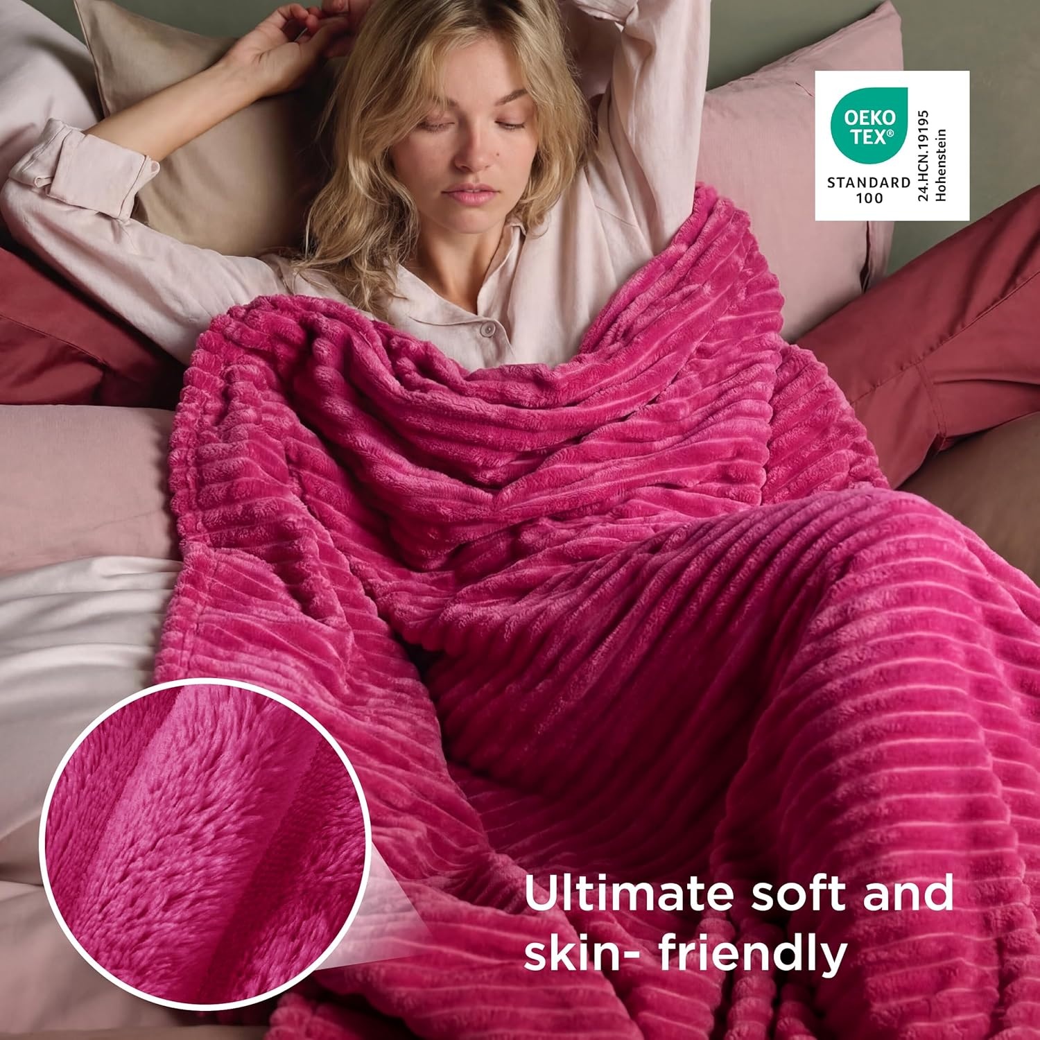 image:imageBedsure Soft Cozy Twin XL Blanket for Bed College Dorm Off White 66x90 Birthday Gifts for Women Mom Her Warm Lightweight Cozy Fluffy Throw Blanket Sofa Dorm Room Home Decor Machine WashableHot Pink