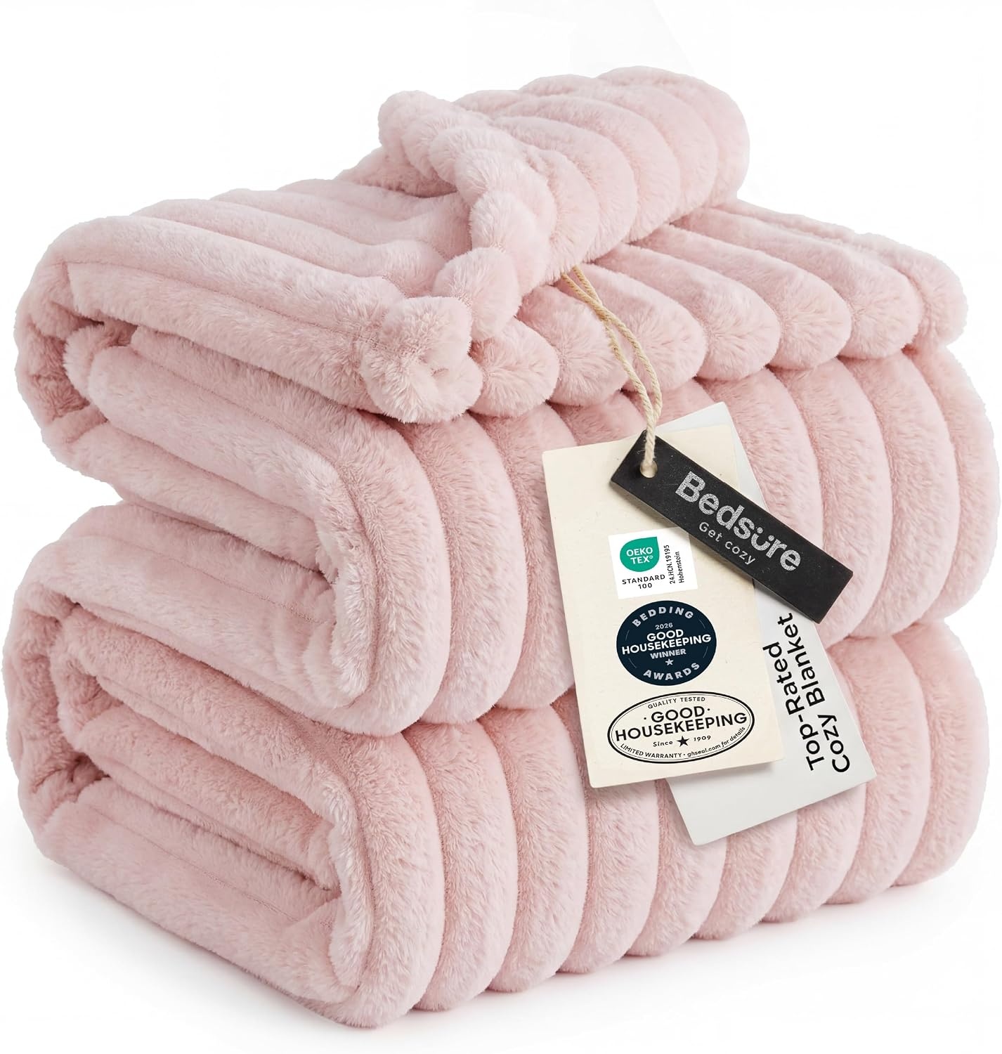 image:imageBedsure Soft Cozy Twin XL Blanket for Bed College Dorm Off White 66x90 Birthday Gifts for Women Mom Her Warm Lightweight Cozy Fluffy Throw Blanket Sofa Dorm Room Home Decor Machine WashableCrystal Pink