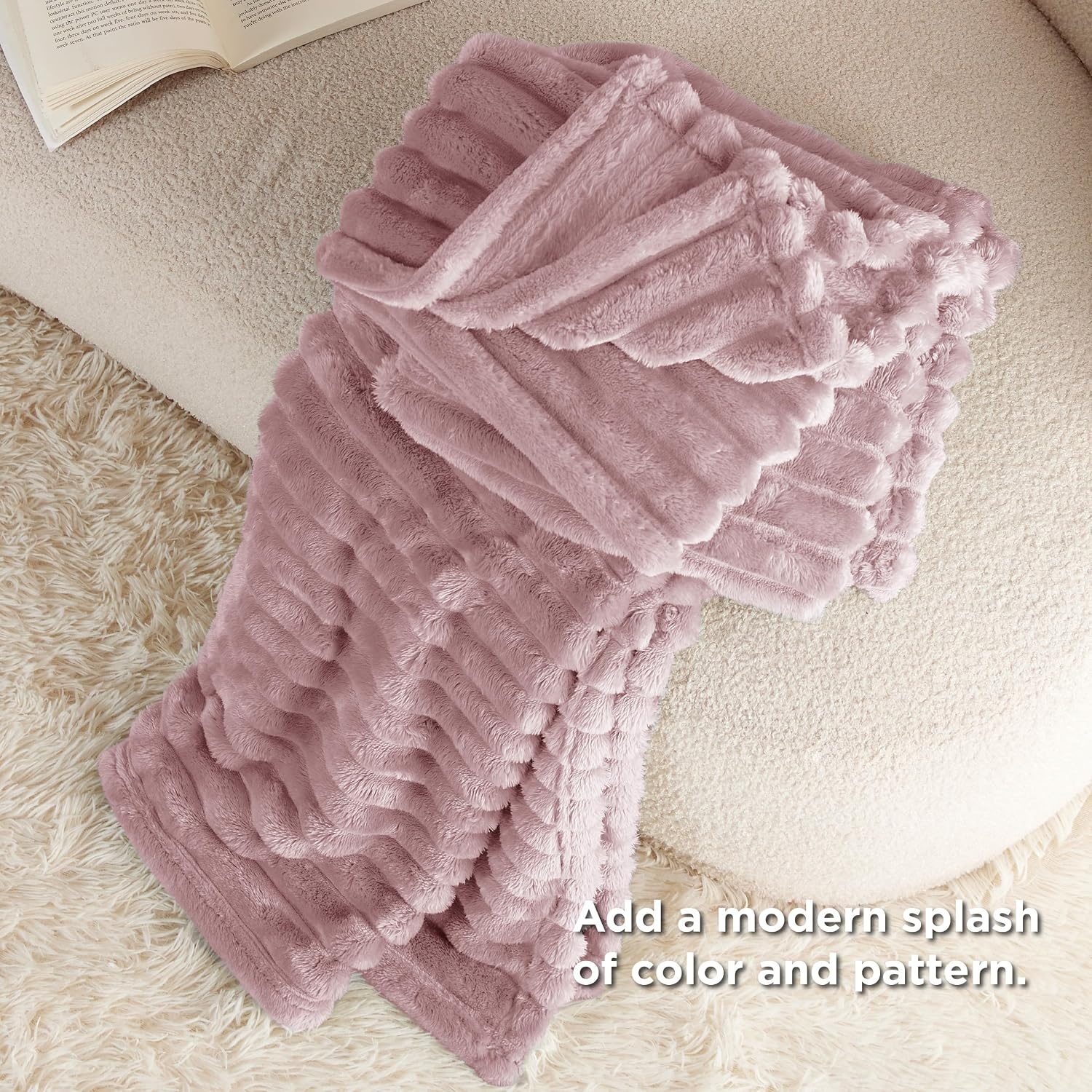 image:imageBedsure Soft Cozy Twin XL Blanket for Bed College Dorm Off White 66x90 Birthday Gifts for Women Mom Her Warm Lightweight Cozy Fluffy Throw Blanket Sofa Dorm Room Home Decor Machine WashablePink