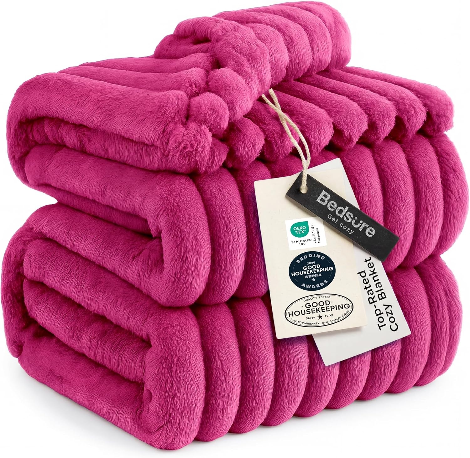 image:imageBedsure Soft Cozy Twin XL Blanket for Bed College Dorm Off White 66x90 Birthday Gifts for Women Mom Her Warm Lightweight Cozy Fluffy Throw Blanket Sofa Dorm Room Home Decor Machine WashableHot Pink