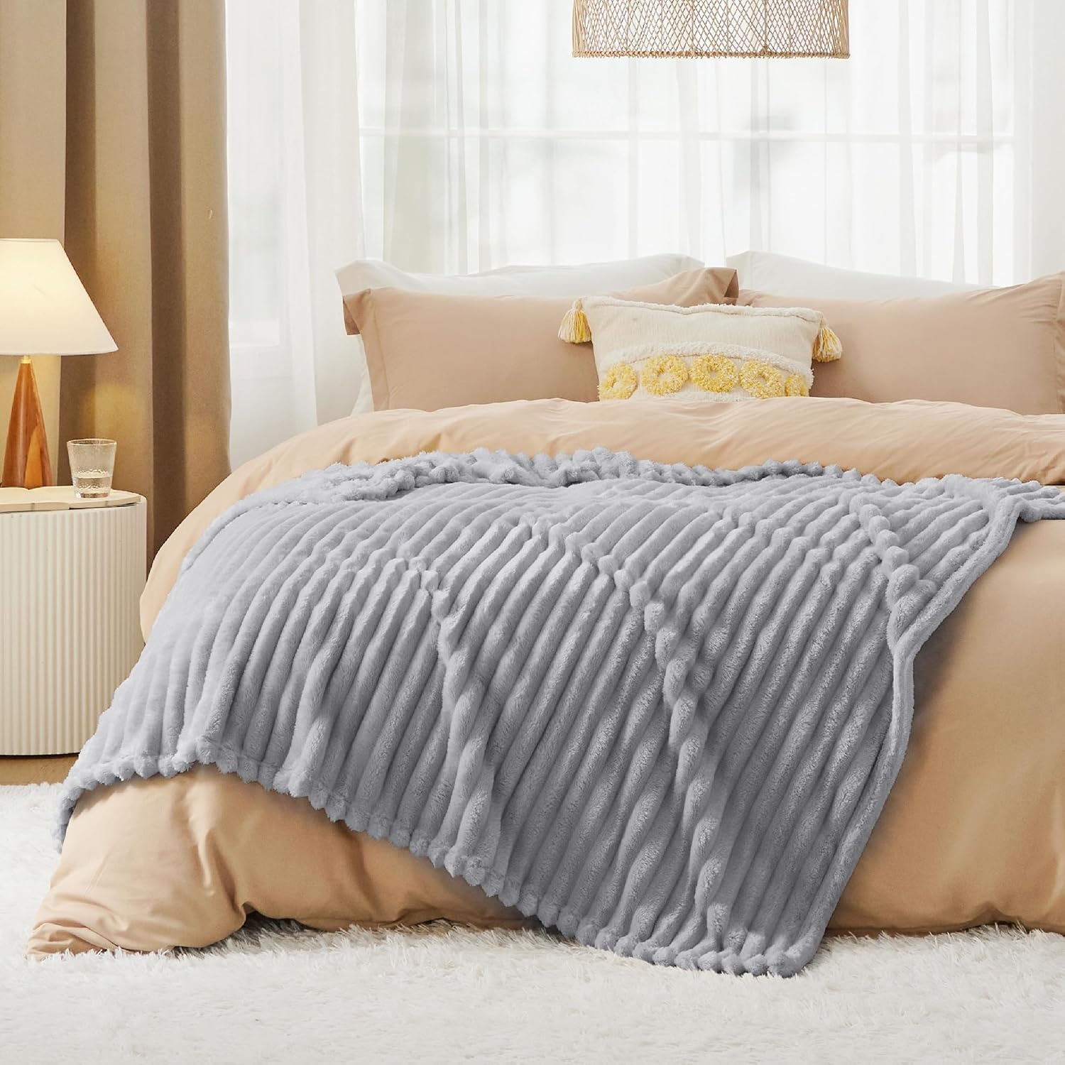 image:imageBedsure Soft Cozy Twin XL Blanket for Bed College Dorm Off White 66x90 Birthday Gifts for Women Mom Her Warm Lightweight Cozy Fluffy Throw Blanket Sofa Dorm Room Home Decor Machine WashableLight Grey