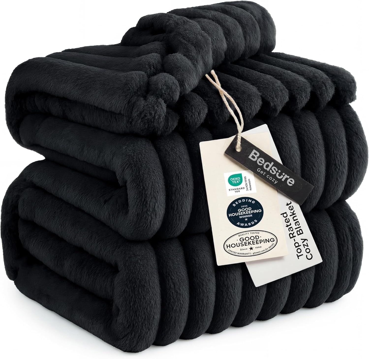 image:imageBedsure Soft Cozy Twin XL Blanket for Bed College Dorm Off White 66x90 Birthday Gifts for Women Mom Her Warm Lightweight Cozy Fluffy Throw Blanket Sofa Dorm Room Home Decor Machine WashableBlack