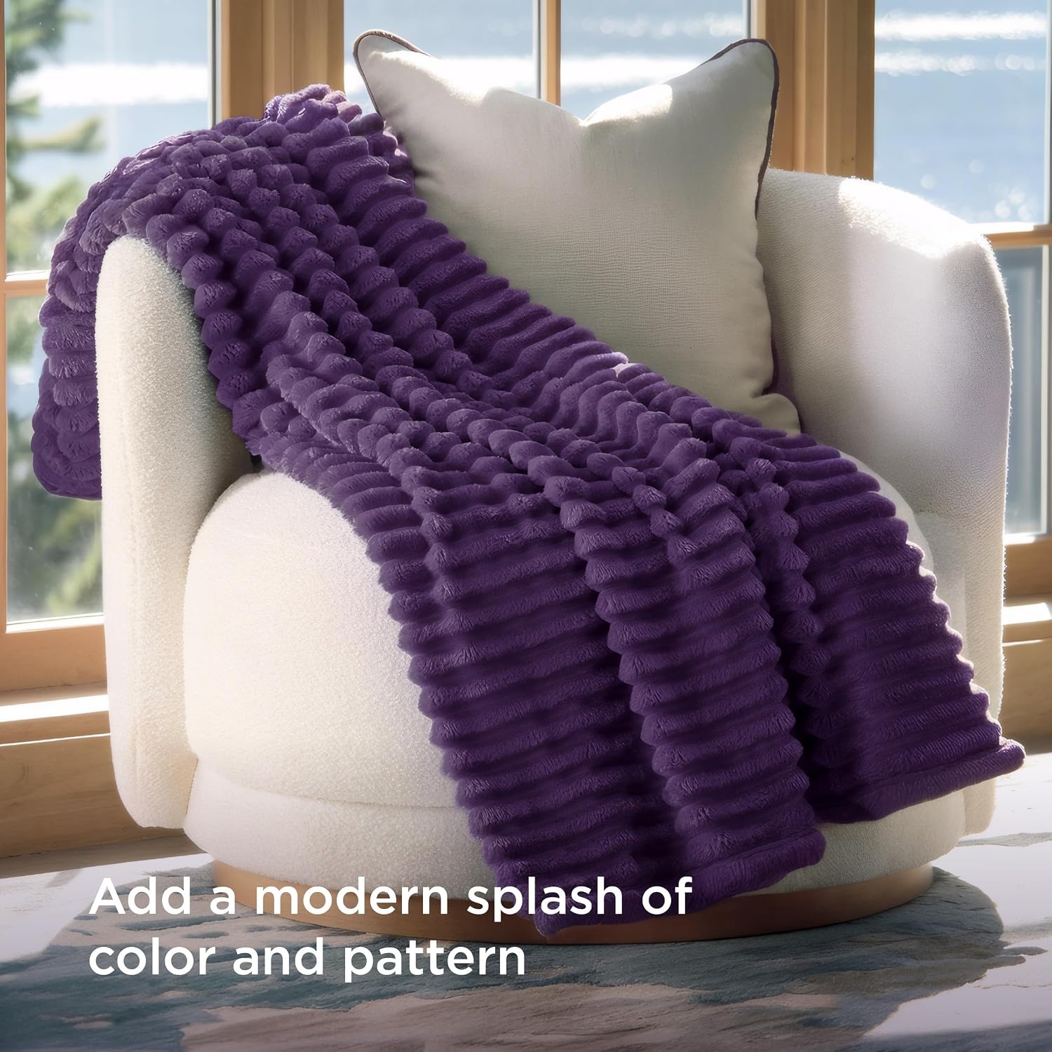 image:imageBedsure Soft Cozy Twin XL Blanket for Bed College Dorm Off White 66x90 Birthday Gifts for Women Mom Her Warm Lightweight Cozy Fluffy Throw Blanket Sofa Dorm Room Home Decor Machine WashablePurple