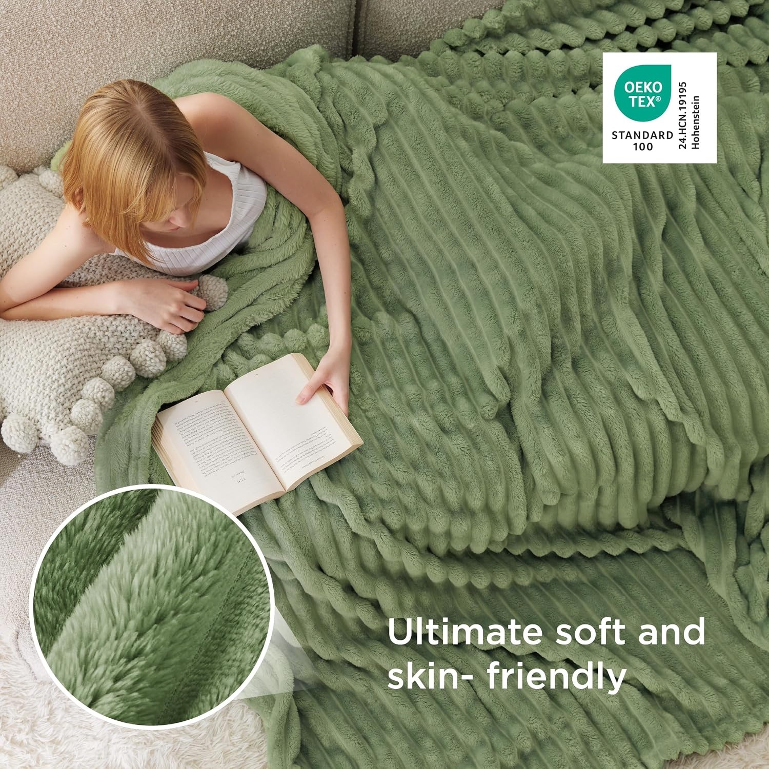 image:imageBedsure Soft Cozy Twin XL Blanket for Bed College Dorm Off White 66x90 Birthday Gifts for Women Mom Her Warm Lightweight Cozy Fluffy Throw Blanket Sofa Dorm Room Home Decor Machine WashableReseda