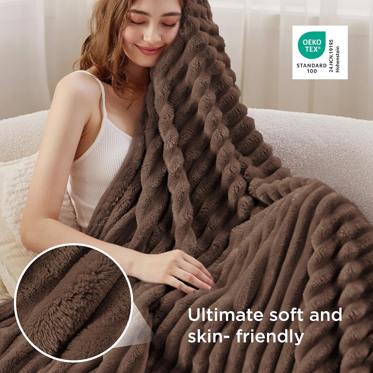 image:imageBedsure Soft Cozy Twin XL Blanket for Bed College Dorm Off White 66x90 Birthday Gifts for Women Mom Her Warm Lightweight Cozy Fluffy Throw Blanket Sofa Dorm Room Home Decor Machine WashableBrown