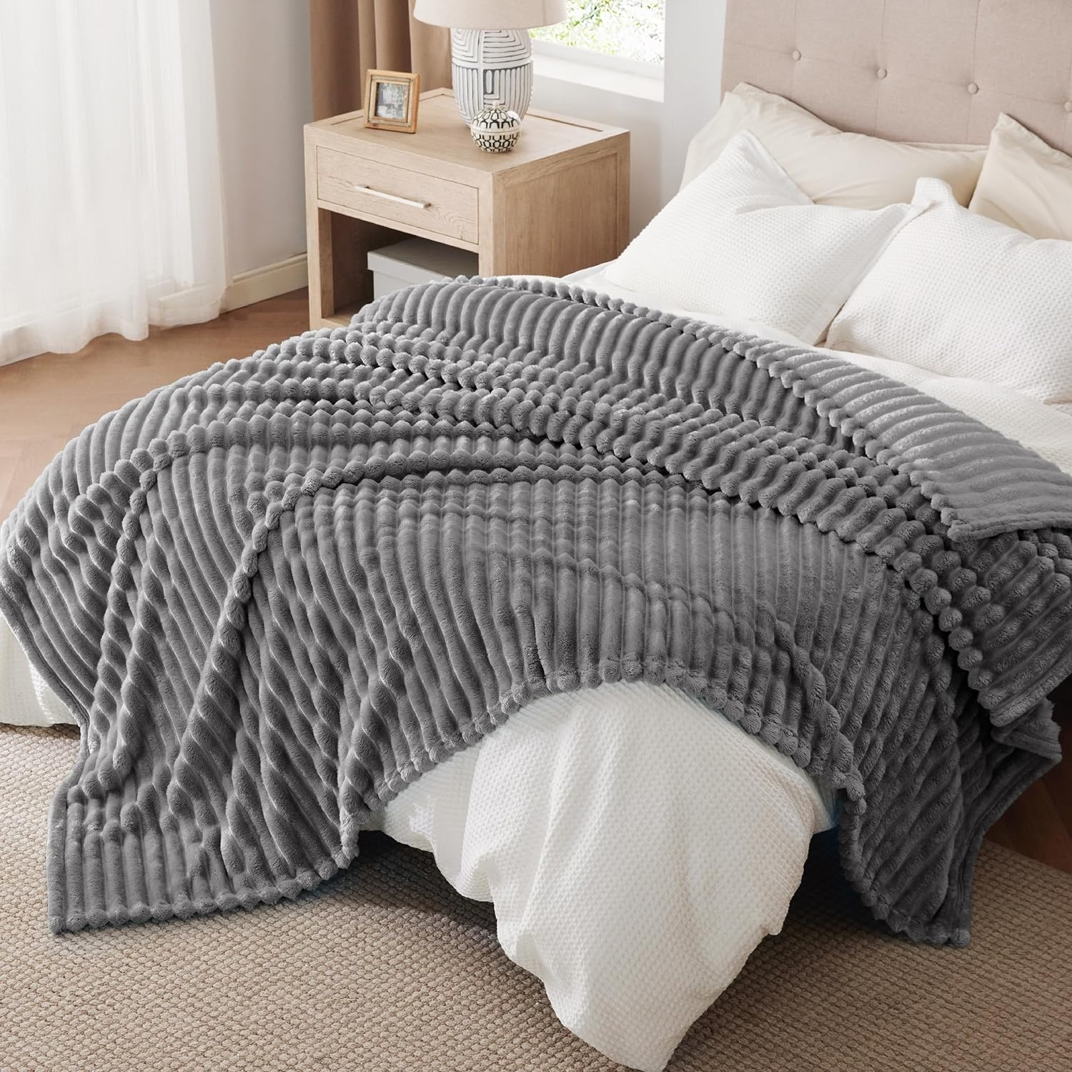image:imageBedsure Soft Cozy Twin XL Blanket for Bed College Dorm Off White 66x90 Birthday Gifts for Women Mom Her Warm Lightweight Cozy Fluffy Throw Blanket Sofa Dorm Room Home Decor Machine WashableFrost Gray