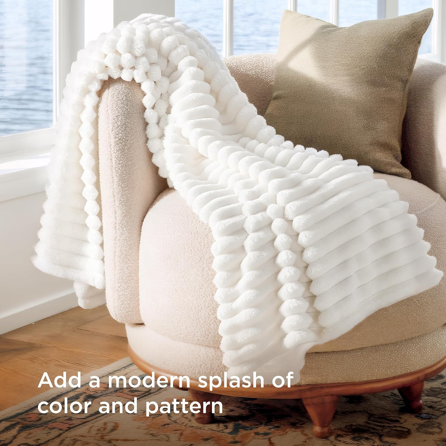 image:imageBedsure Soft Cozy Twin XL Blanket for Bed College Dorm Off White 66x90 Birthday Gifts for Women Mom Her Warm Lightweight Cozy Fluffy Throw Blanket Sofa Dorm Room Home Decor Machine WashableOff White