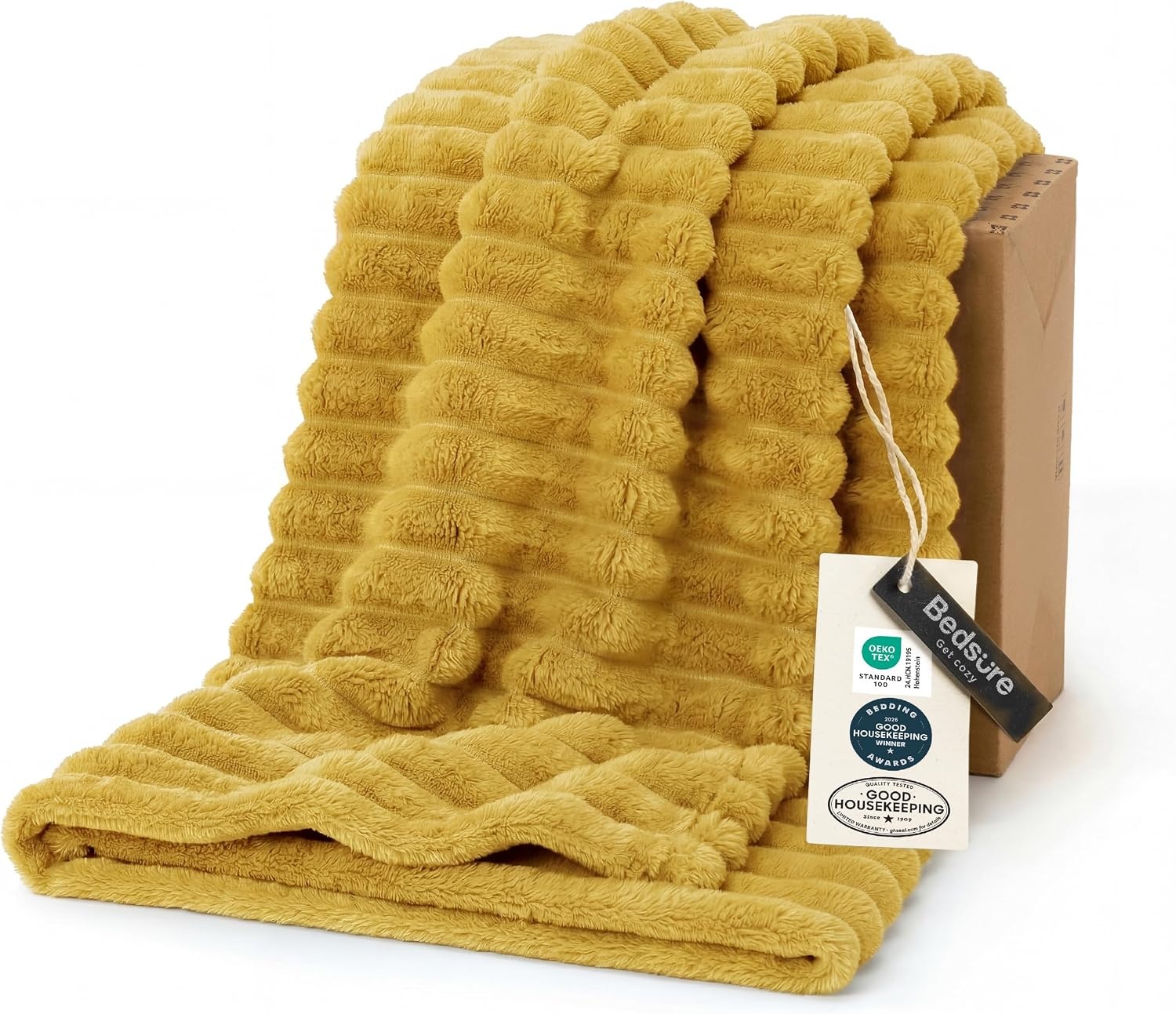 image:imageBedsure Soft Cozy Twin XL Blanket for Bed College Dorm Off White 66x90 Birthday Gifts for Women Mom Her Warm Lightweight Cozy Fluffy Throw Blanket Sofa Dorm Room Home Decor Machine WashableYellow