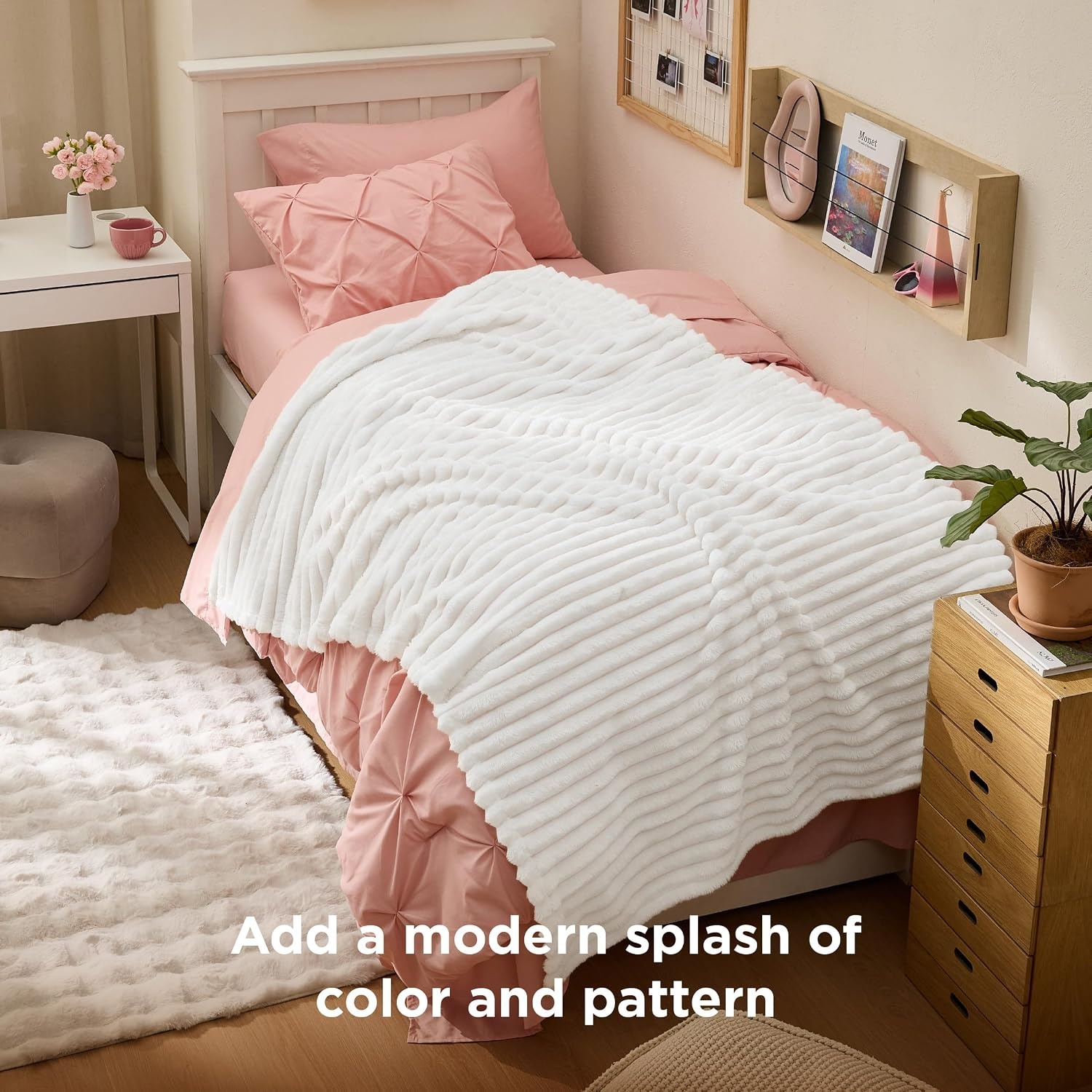 image:imageBedsure Soft Cozy Twin XL Blanket for Bed College Dorm Off White 66x90 Birthday Gifts for Women Mom Her Warm Lightweight Cozy Fluffy Throw Blanket Sofa Dorm Room Home Decor Machine WashableOff White