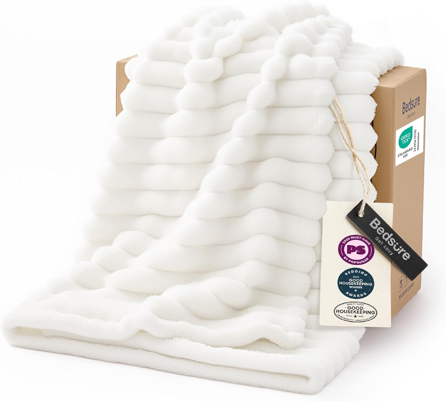 image:imageBedsure Soft Cozy Twin XL Blanket for Bed College Dorm Off White 66x90 Birthday Gifts for Women Mom Her Warm Lightweight Cozy Fluffy Throw Blanket Sofa Dorm Room Home Decor Machine WashableOff White