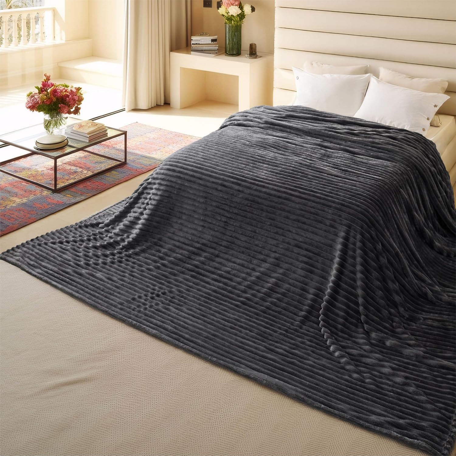 image:imageBedsure Soft Cozy Twin XL Blanket for Bed College Dorm Off White 66x90 Birthday Gifts for Women Mom Her Warm Lightweight Cozy Fluffy Throw Blanket Sofa Dorm Room Home Decor Machine WashableGrey