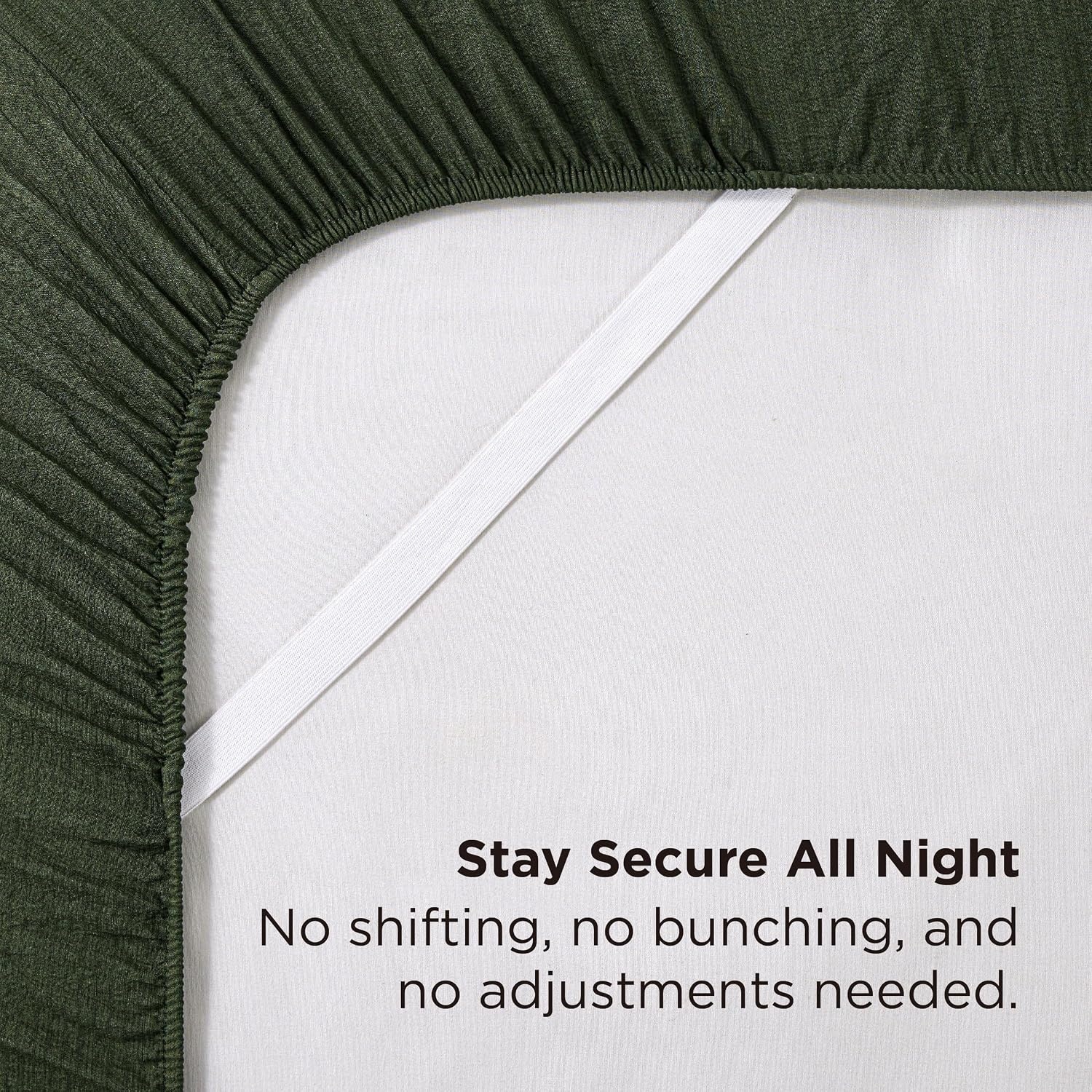 image:imageBedsure Striped Sheets Queen SizeImitation Cotton Fits Up to 16 Mattress Jacquard Dobby Striped Breathable Lightweight and Easy Care Bedsheet amp Pillowcases Gifts for KidsWomenMenDark BlueOlive Green