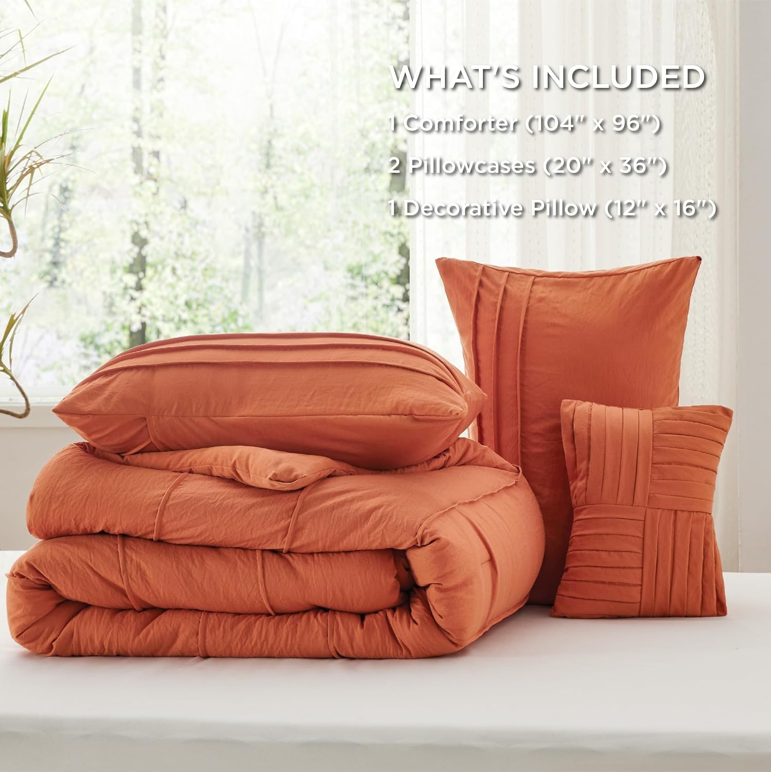 image:imageBedsure Twin XL Comforter Set Natural White Dorm Room Essentials Extra Long Twin XL Bedding Set All Season Down Alternative Comforter with Pillowcase amp Sham12 Burnt Orange