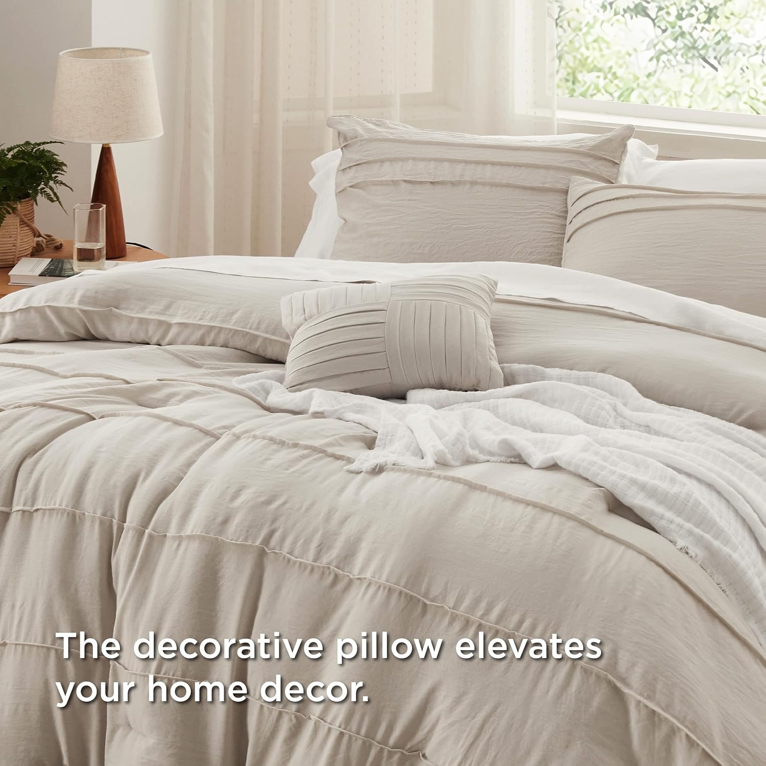 image:imageBedsure Twin XL Comforter Set Natural White Dorm Room Essentials Extra Long Twin XL Bedding Set All Season Down Alternative Comforter with Pillowcase amp Sham01 Beige