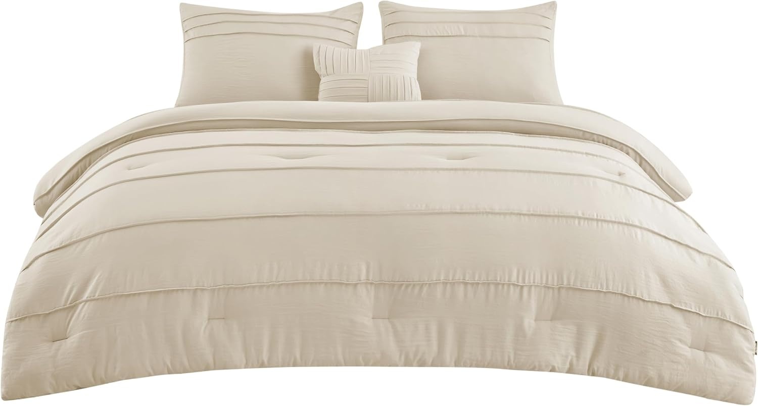 image:imageBedsure Twin XL Comforter Set Natural White Dorm Room Essentials Extra Long Twin XL Bedding Set All Season Down Alternative Comforter with Pillowcase amp Sham21 Linen