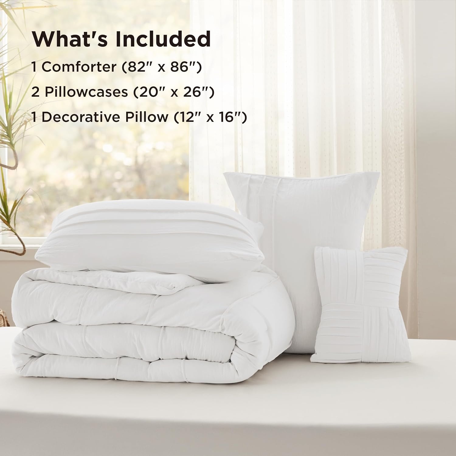 image:imageBedsure Twin XL Comforter Set Natural White Dorm Room Essentials Extra Long Twin XL Bedding Set All Season Down Alternative Comforter with Pillowcase amp Sham01 Natural White