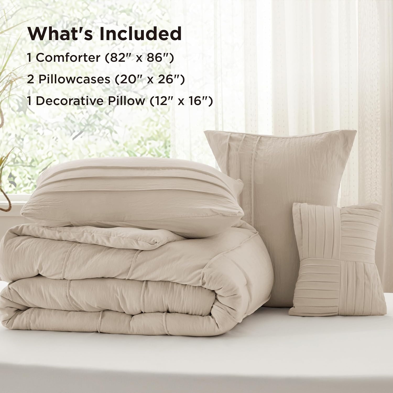 image:imageBedsure Twin XL Comforter Set Natural White Dorm Room Essentials Extra Long Twin XL Bedding Set All Season Down Alternative Comforter with Pillowcase amp Sham21 Linen