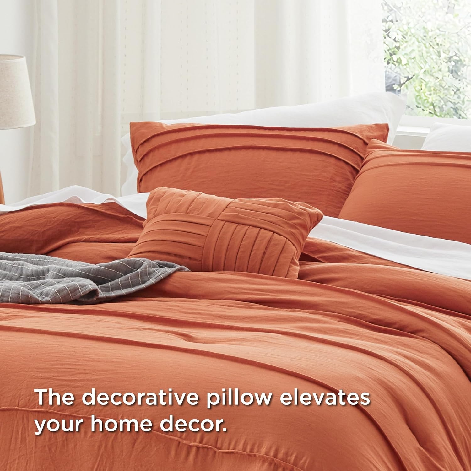 image:imageBedsure Twin XL Comforter Set Natural White Dorm Room Essentials Extra Long Twin XL Bedding Set All Season Down Alternative Comforter with Pillowcase amp Sham12 Burnt Orange